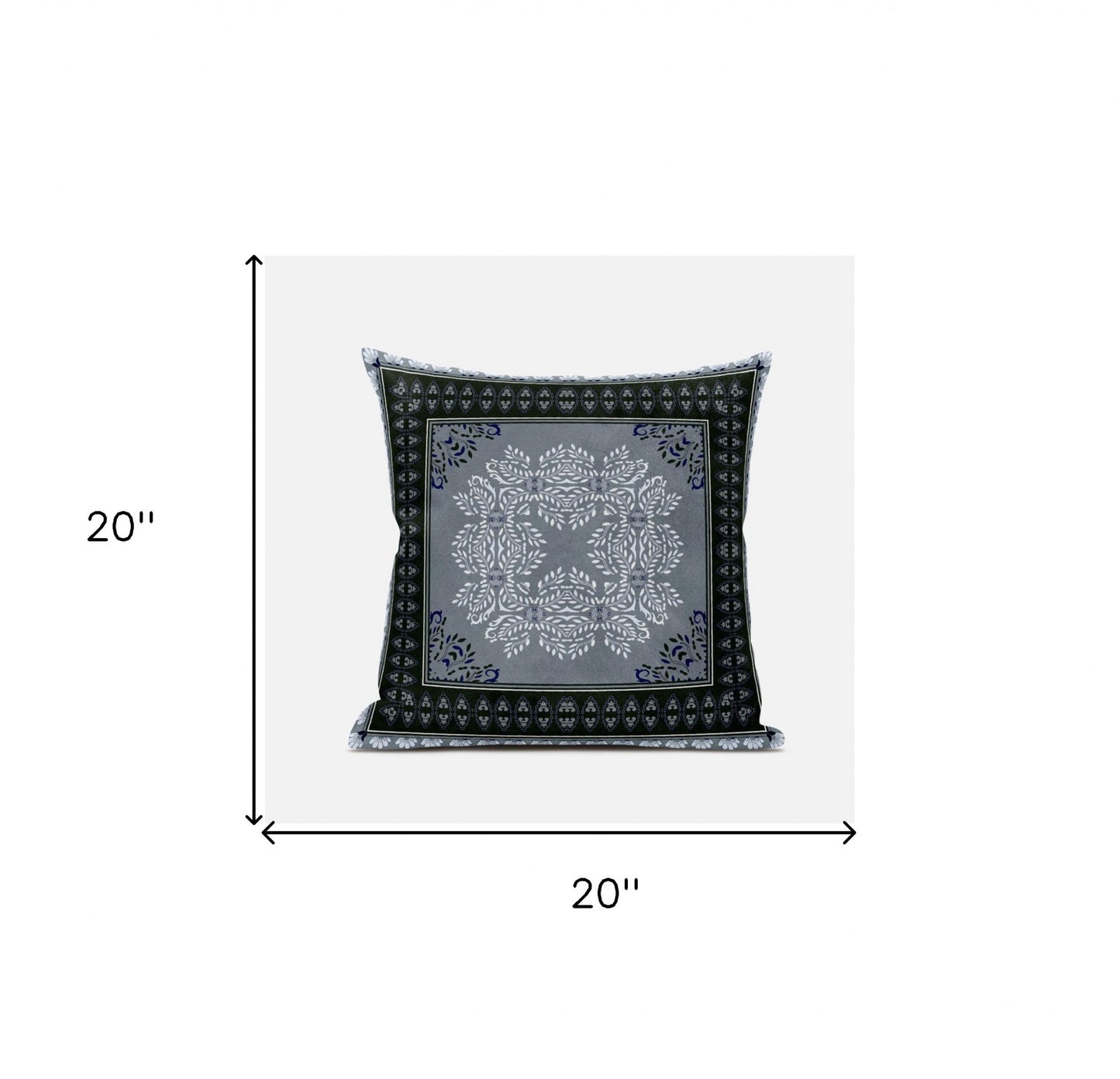 18" X 18" Green And White Blown Seam Geometric Indoor Outdoor Throw Pillow