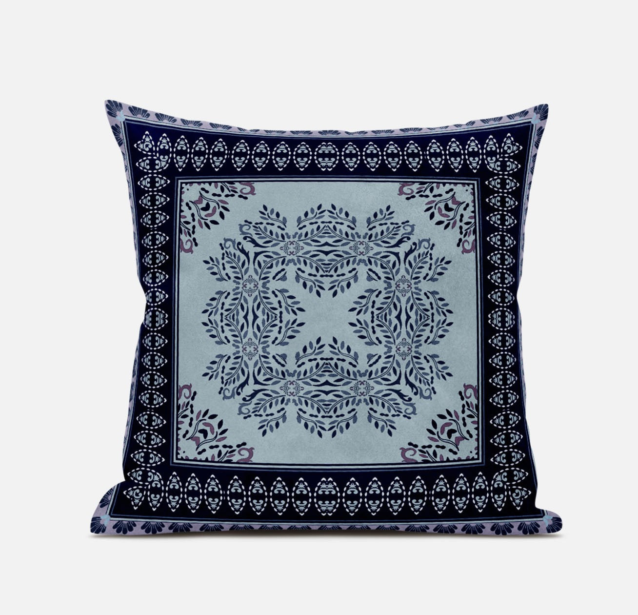 16" X 16" Dark Blue And Green Blown Seam Geometric Indoor Outdoor Throw Pillow