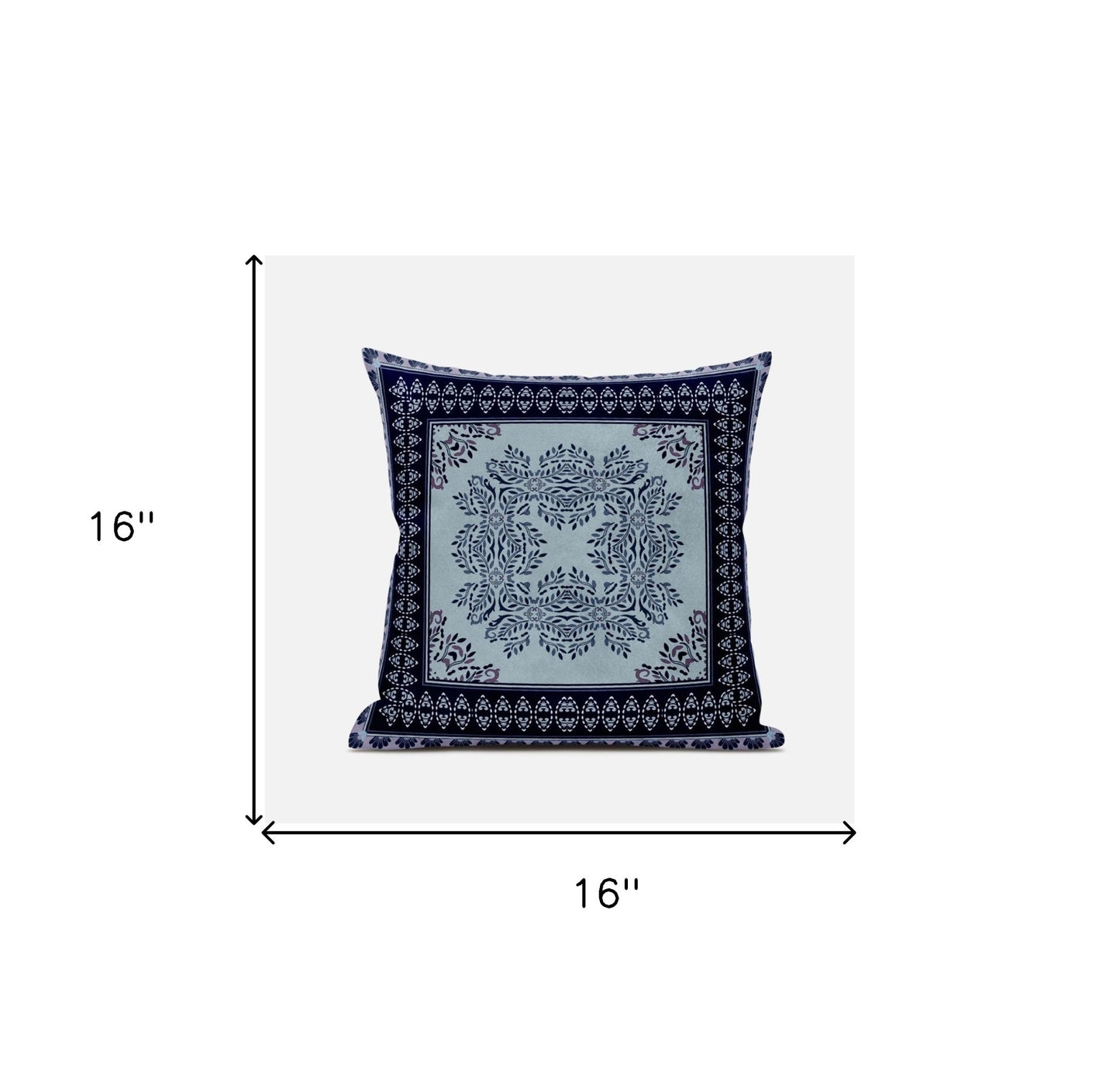 16" X 16" Dark Blue And Green Blown Seam Geometric Indoor Outdoor Throw Pillow