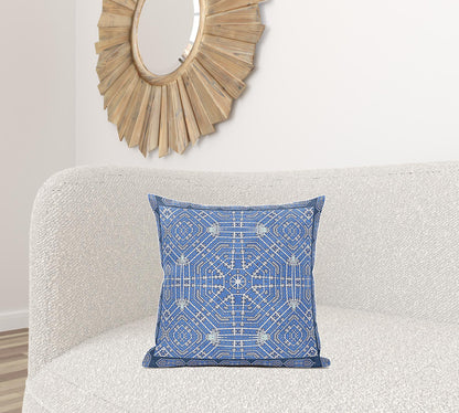 18" X 18" Light White Blown Seam Geometric Indoor Outdoor Throw Pillow