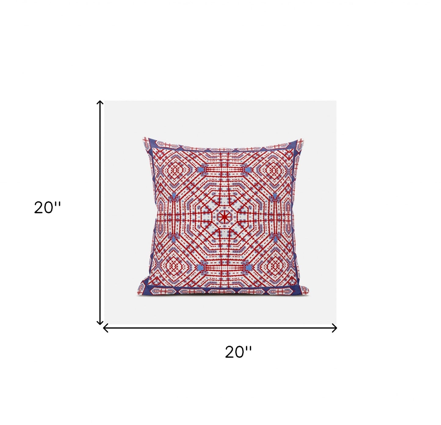 18" X 18" Red And Blue Blown Seam Geometric Indoor Outdoor Throw Pillow