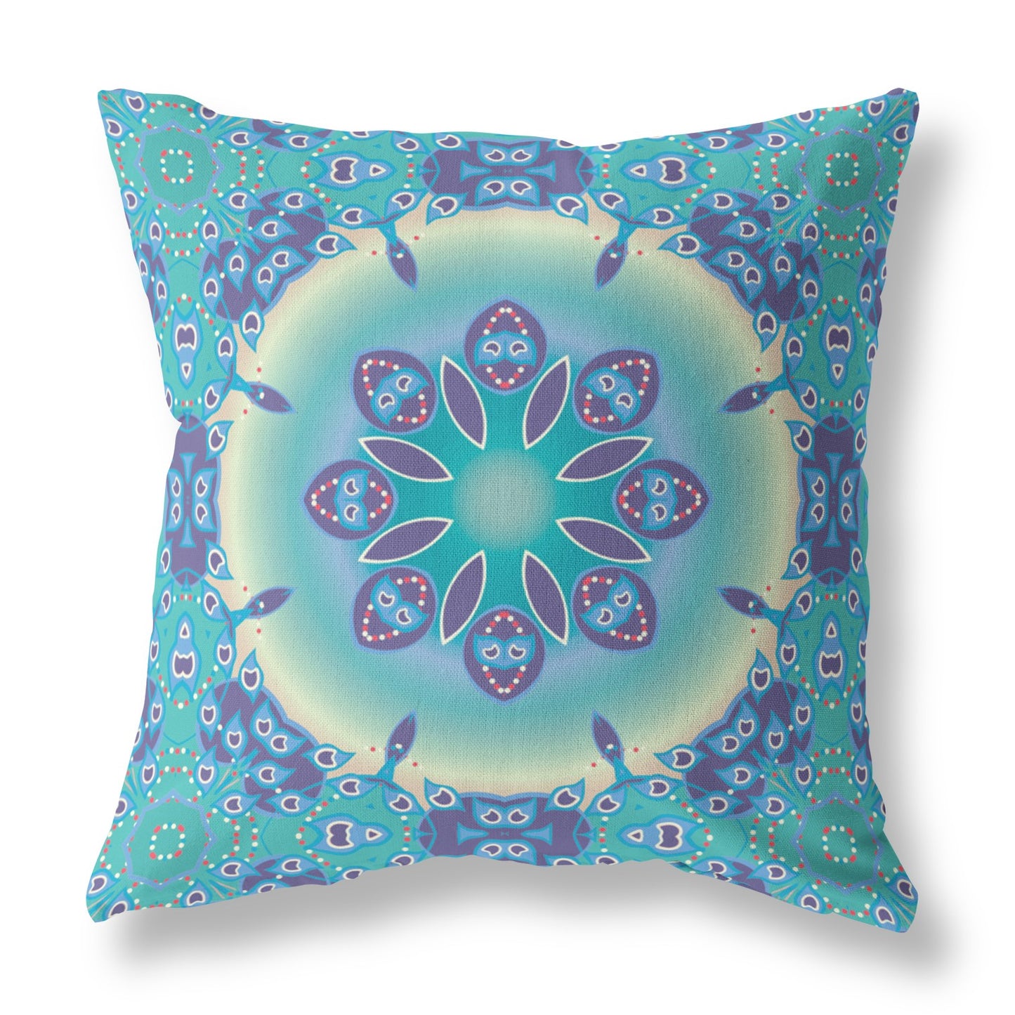 16" X 16" Blue And Purple Zippered Geometric Indoor Outdoor Throw Pillow