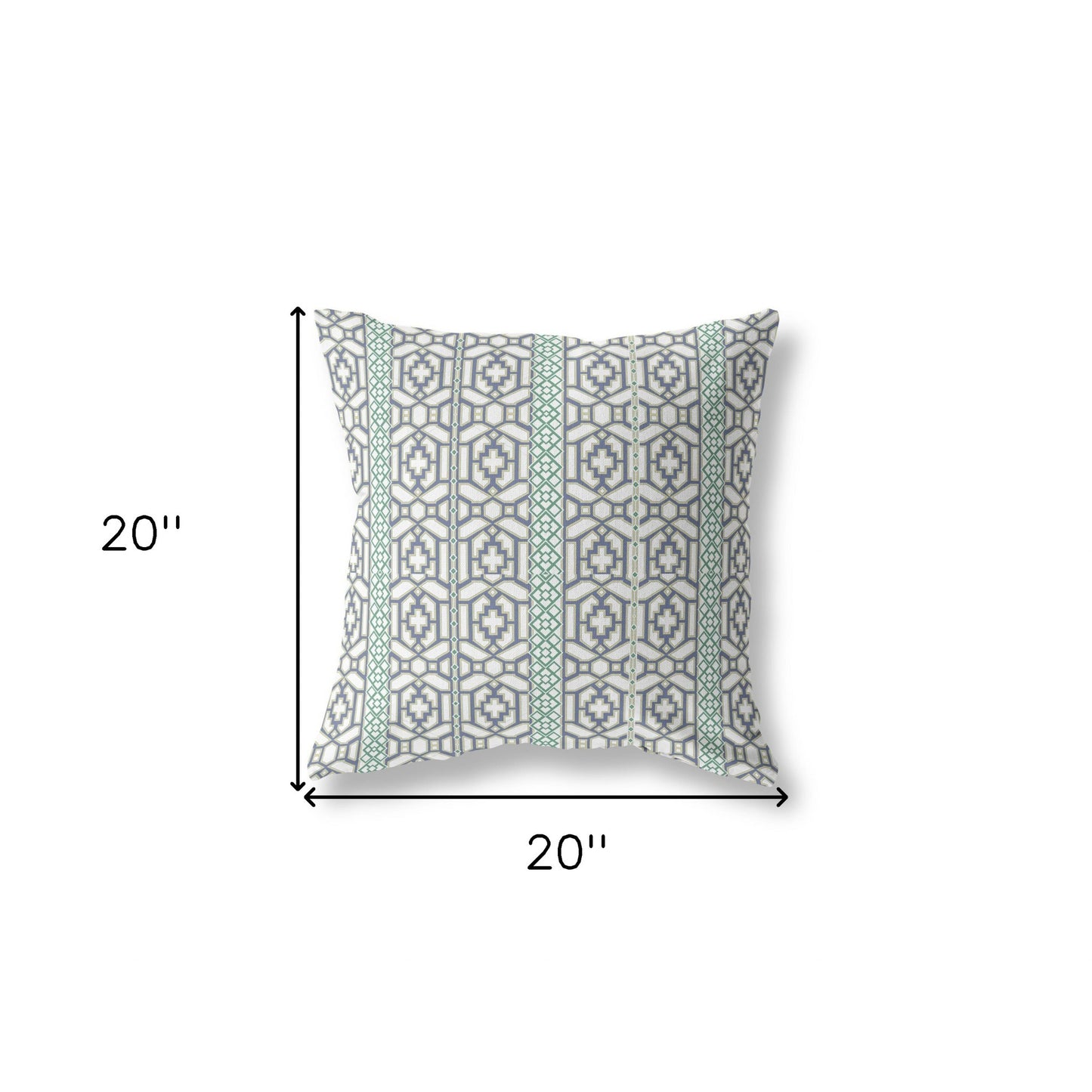 18" X 18" White And Gray Zippered Geometric Indoor Outdoor Throw Pillow