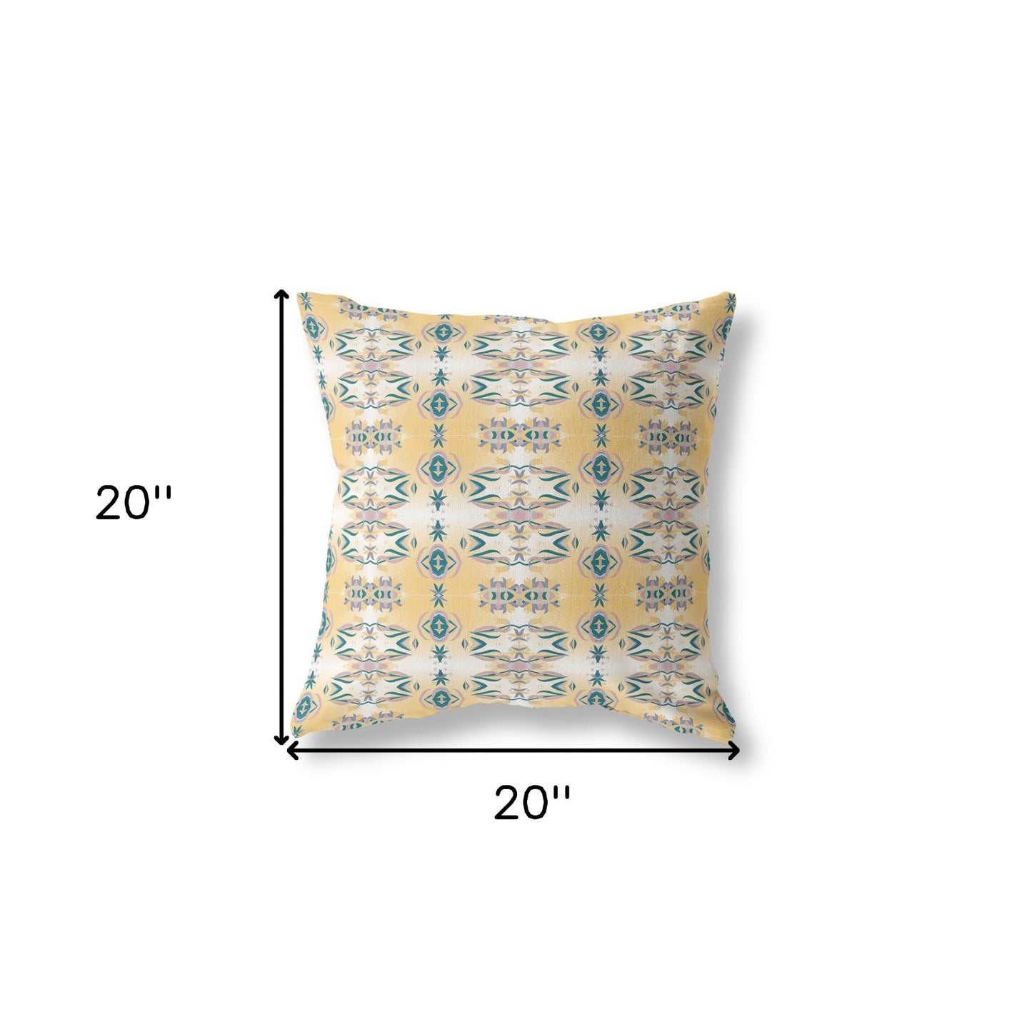 18" X 18" White And Yellow Zippered Geometric Indoor Outdoor Throw Pillow