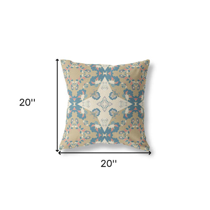 18" X 18" Muted Teal Zippered Geometric Indoor Outdoor Throw Pillow