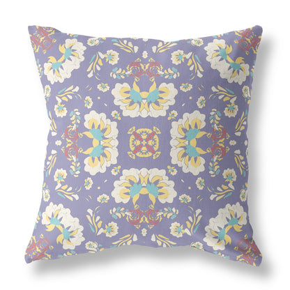 18" X 18" Purple And Purple Zippered Geometric Indoor Outdoor Throw Pillow