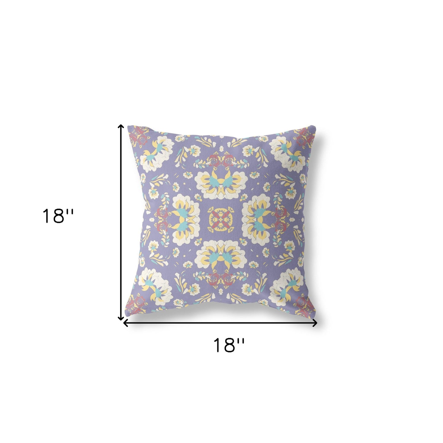 18" X 18" Purple And Purple Zippered Geometric Indoor Outdoor Throw Pillow