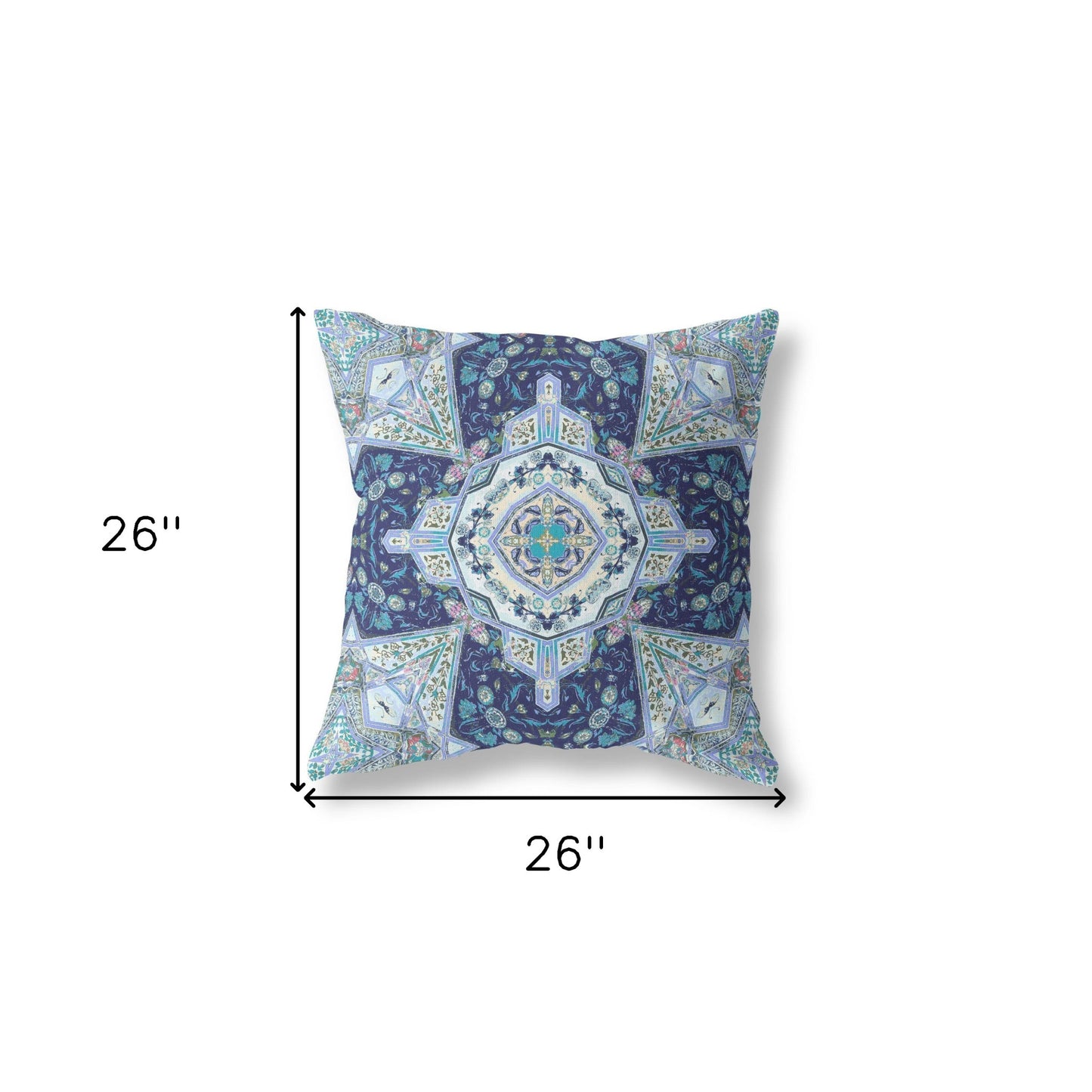 18" X 18" Indigo Zippered Geometric Indoor Outdoor Throw Pillow Cover & Insert