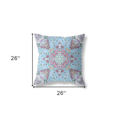 18" X 18" Magenta Zippered Geometric Indoor Outdoor Throw Pillow Cover & Insert