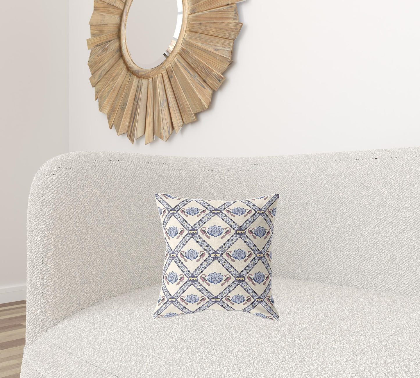 16" X 16" Cream And Brown Zippered Geometric Indoor Outdoor Throw Pillow