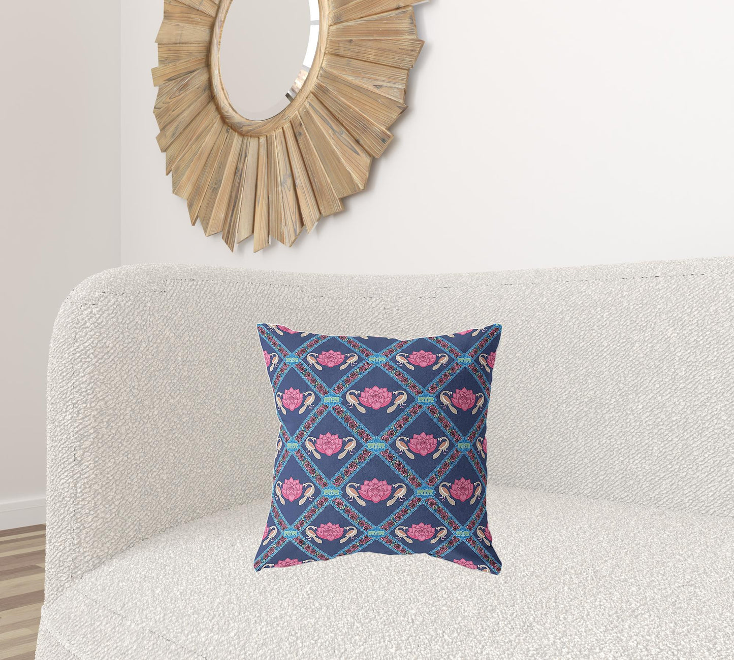 18"x18" Indigo Pink Zippered Broadcloth Geometric Throw Pillow