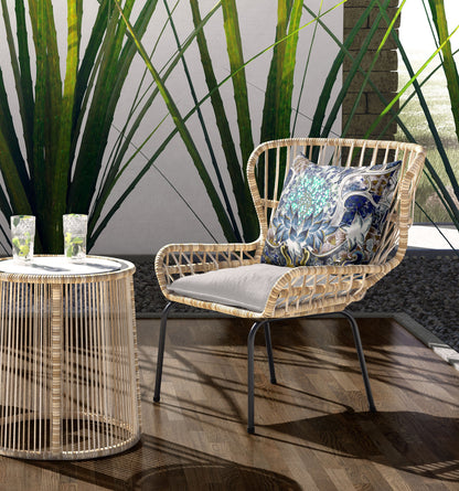 16" X 16" Blue And Green Zippered Geometric Indoor Outdoor Throw Pillow