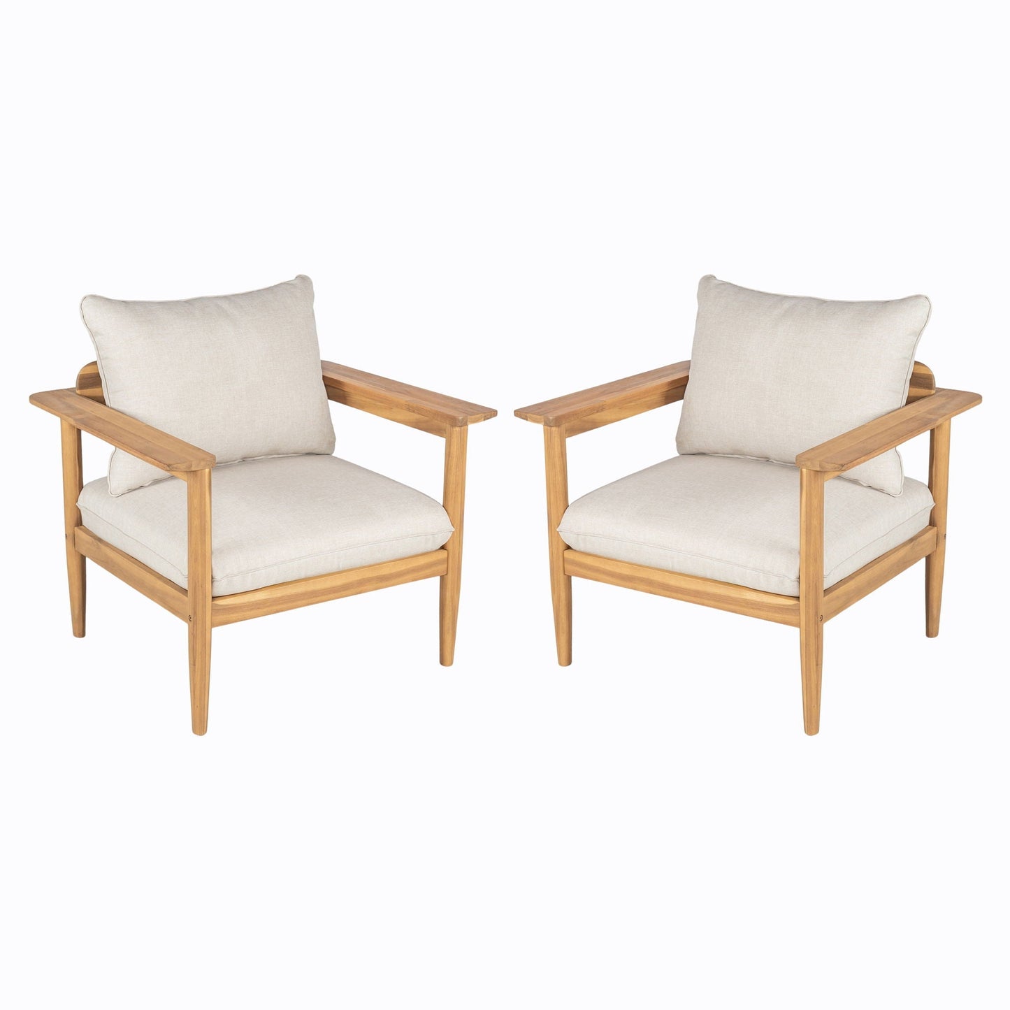 Terassi Outdoor Lounge Chair (Set of 2) with Cushions - Beige / Light Teak