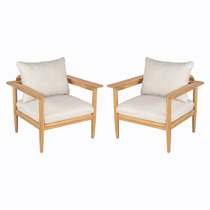 Terassi Outdoor Lounge Chair (Set of 2) with Cushions - Beige / Light Teak