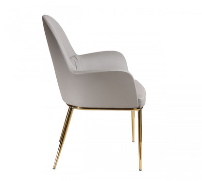 34" Mod Gray Faux Leather and Gold Accent Chair