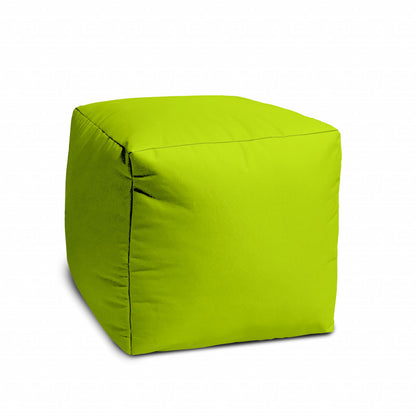 17" Lime Green Canvas Cube Outdoor Pouf Ottoman