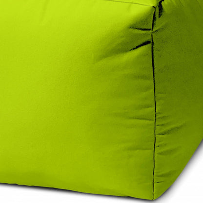 17" Lime Green Canvas Cube Outdoor Pouf Ottoman