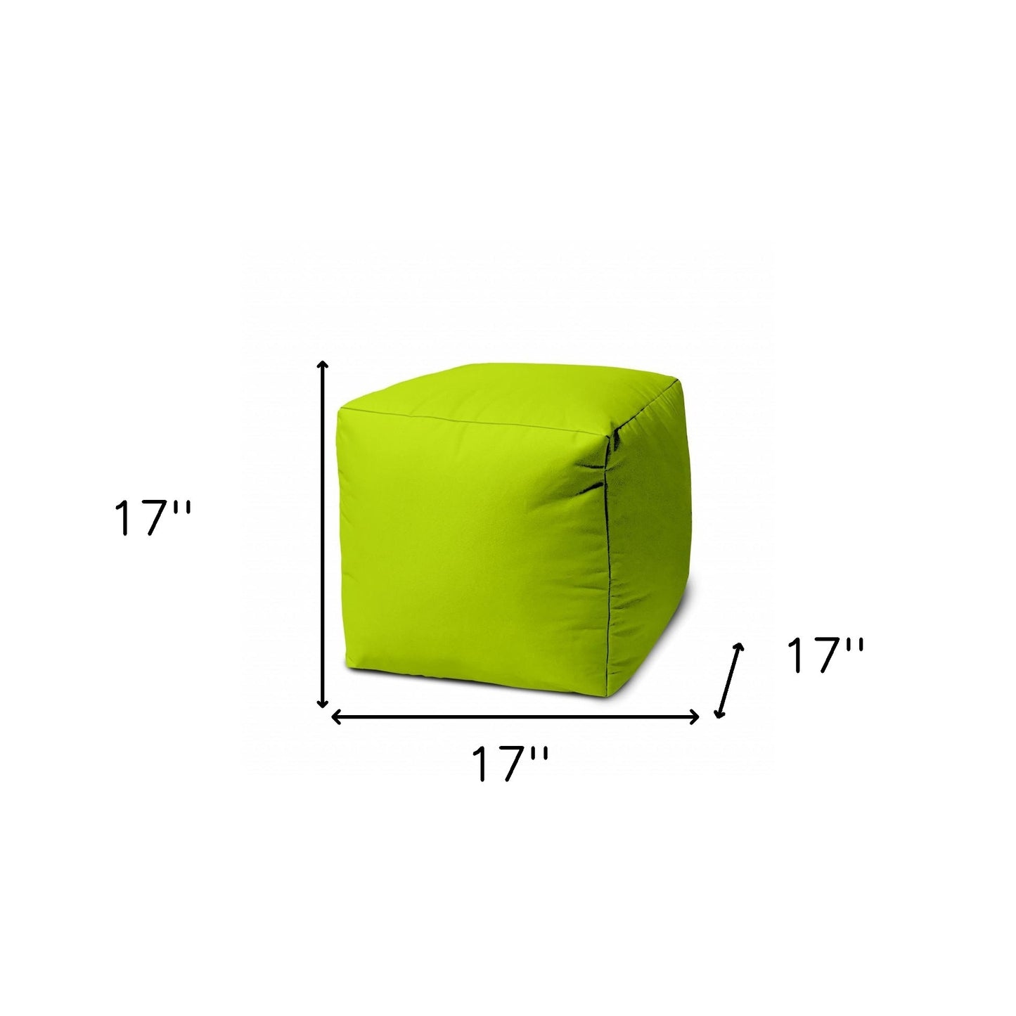 17" Lime Green Canvas Cube Outdoor Pouf Ottoman