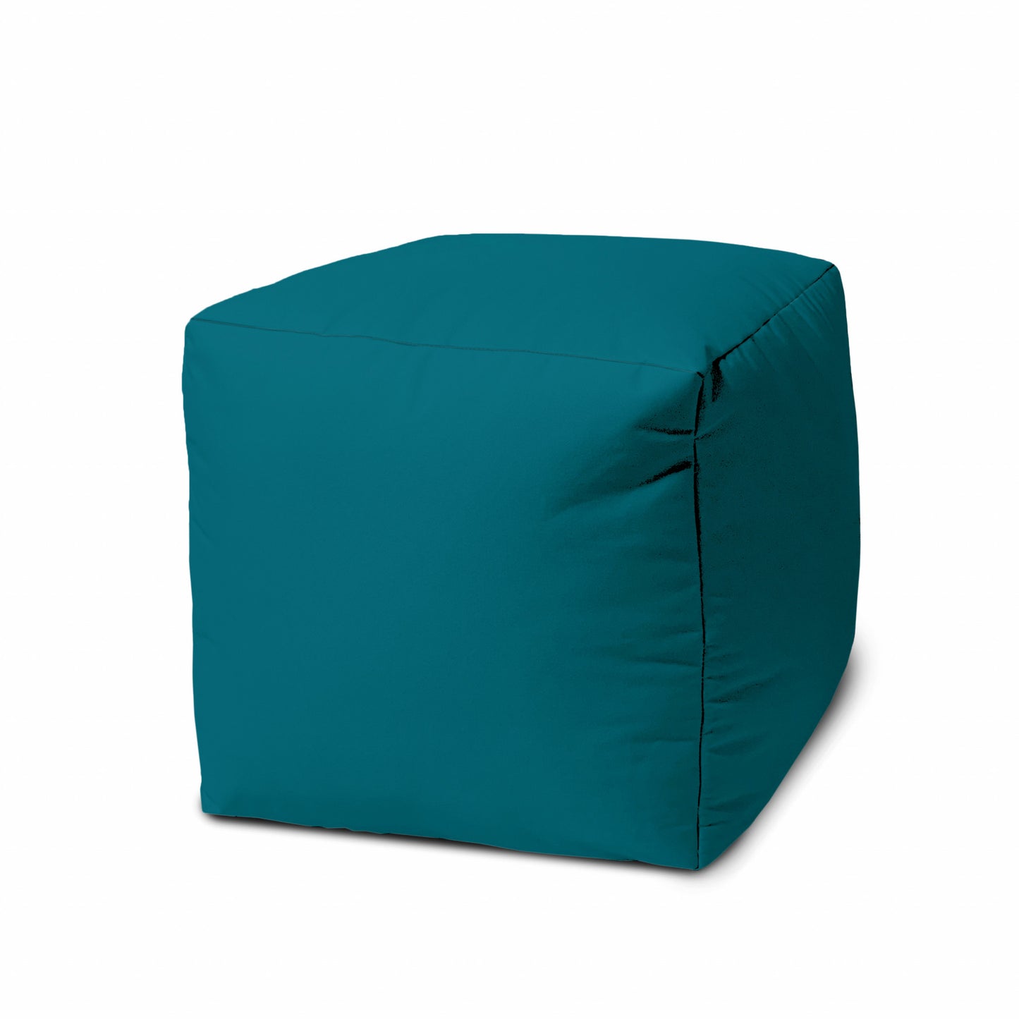 17" Cool Dark Teal Solid Color Indoor Outdoor Pouf Ottoman