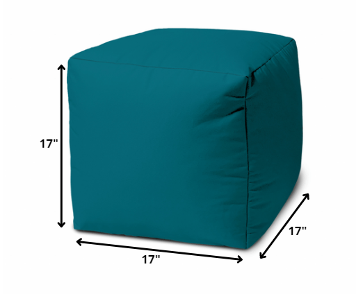 17" Cool Dark Teal Solid Color Indoor Outdoor Pouf Ottoman