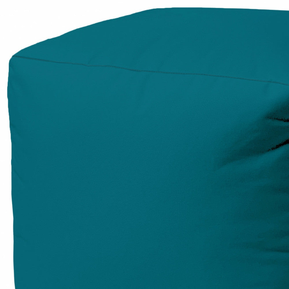 17" Cool Dark Teal Solid Color Indoor Outdoor Pouf Ottoman