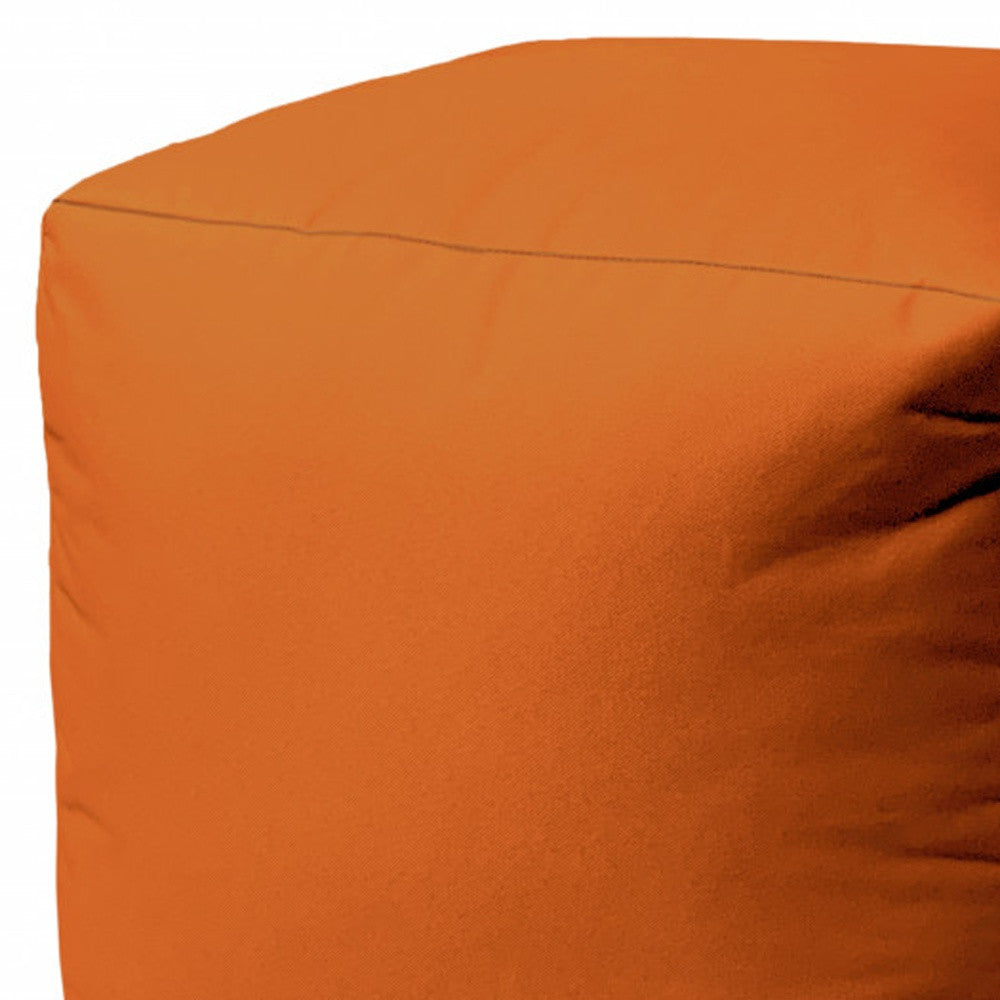 17" Cool Orange Solid Color Indoor Outdoor Pouf Ottoman