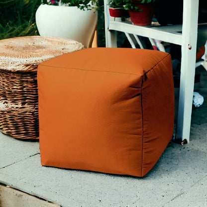 17" Cool Orange Solid Color Indoor Outdoor Pouf Ottoman