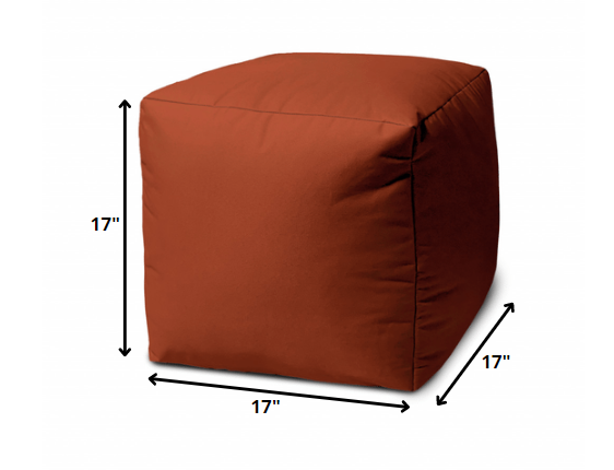 17" Cool Dark Amber Rust Solid Color Indoor Outdoor Pouf Ottoman