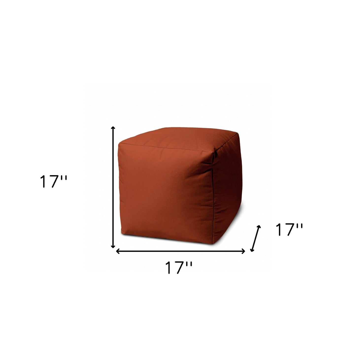 17" Cool Dark Amber Rust Solid Color Indoor Outdoor Pouf Ottoman