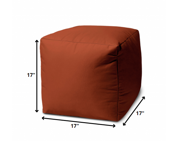 17" Cool Dark Amber Rust Solid Color Indoor Outdoor Pouf Ottoman