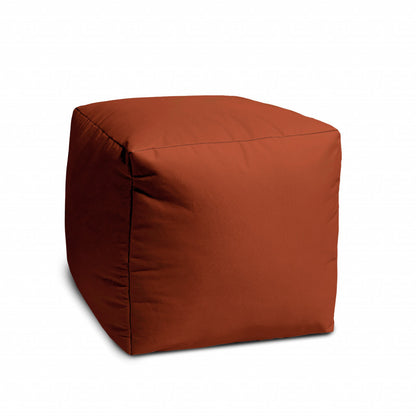 17" Cool Dark Amber Rust Solid Color Indoor Outdoor Pouf Ottoman