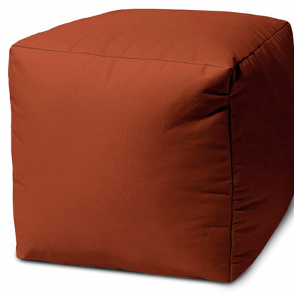 17" Cool Dark Amber Rust Solid Color Indoor Outdoor Pouf Ottoman