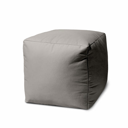 17" Cool Steely Silver Gray Solid Color Indoor Outdoor Pouf Ottoman