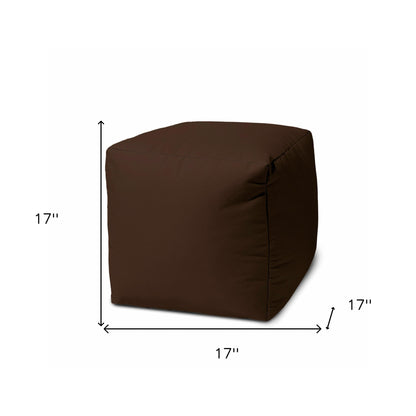 17" Cool Dark Chocolate Brown Solid Color Indoor Outdoor Pouf Ottoman