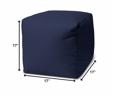 17" Cool Warm Indigo Blue Solid Color Indoor Outdoor Pouf Ottoman