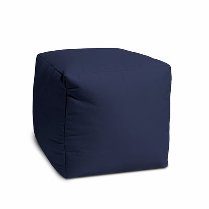 17" Cool Warm Indigo Blue Solid Color Indoor Outdoor Pouf Ottoman