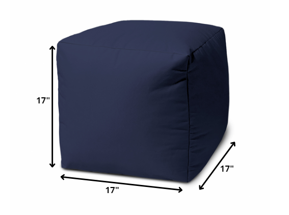 17" Cool Warm Indigo Blue Solid Color Indoor Outdoor Pouf Ottoman