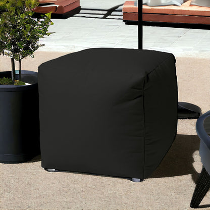 17" Cool Jet Black Solid Color Indoor Outdoor Pouf Ottoman