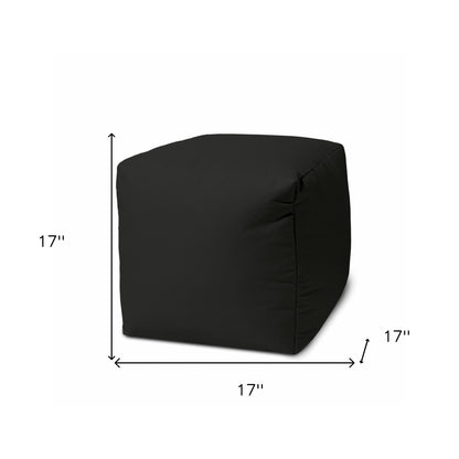 17" Cool Jet Black Solid Color Indoor Outdoor Pouf Ottoman