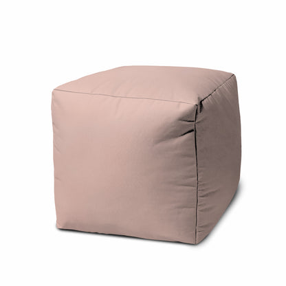 17" Pale Pink Canvas Cube Outdoor Pouf Ottoman