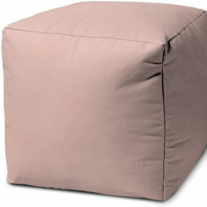 17" Pale Pink Canvas Cube Outdoor Pouf Ottoman