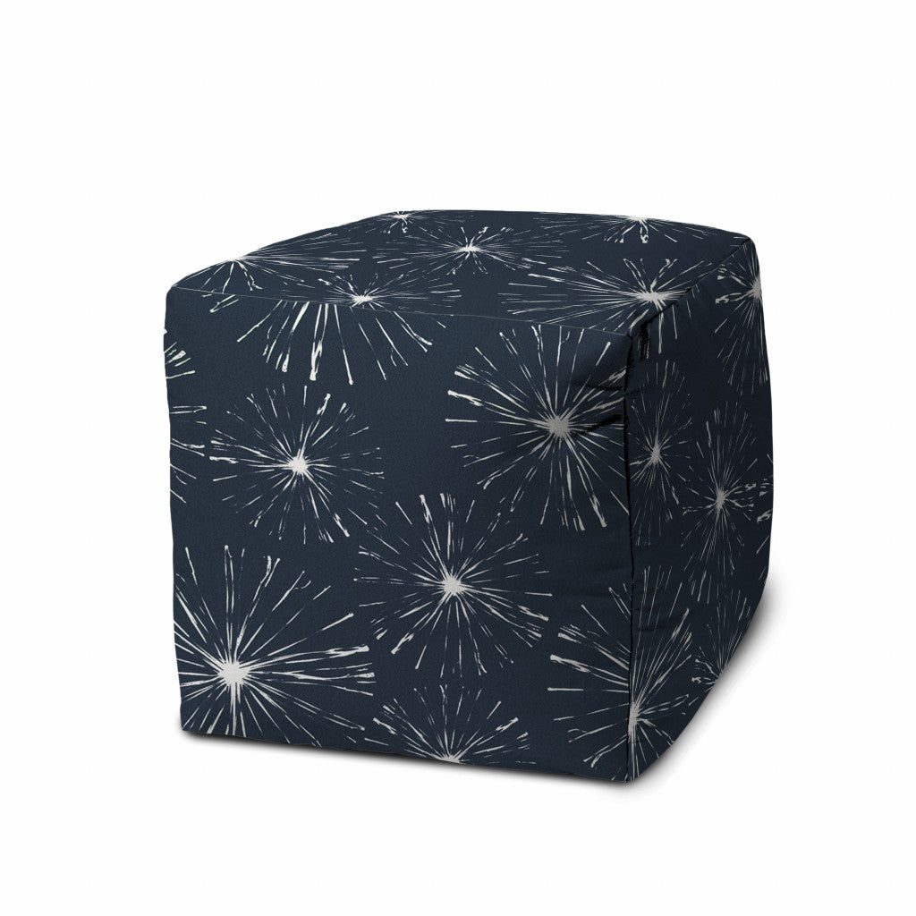 17" Taupe Polyester Cube Geometric Indoor Outdoor Pouf Ottoman