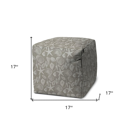 17" Gray Polyester Cube Indoor Outdoor Pouf Ottoman