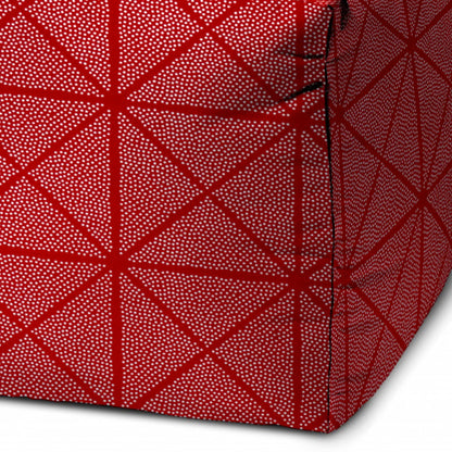 17" Red Polyester Cube Geometric Indoor Outdoor Pouf Ottoman