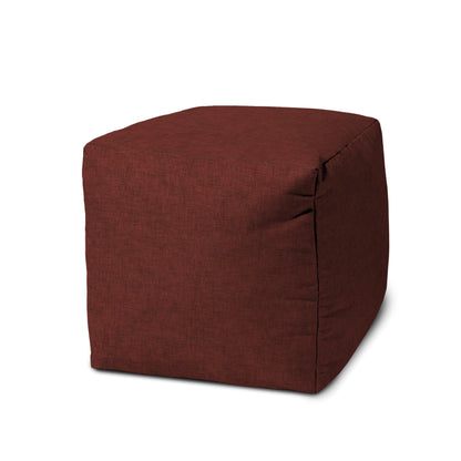 17" Taupe Polyester Cube Indoor Outdoor Pouf Ottoman