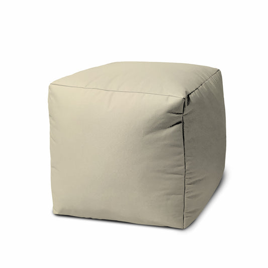 17" Ivory Canvas Cube Outdoor Pouf Cover