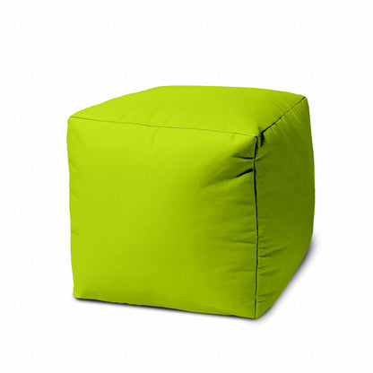 17" Cool Lemongrass Green Solid Color Indoor Outdoor Pouf Cover