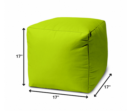 17" Cool Lemongrass Green Solid Color Indoor Outdoor Pouf Cover