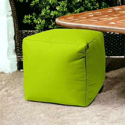 17" Cool Lemongrass Green Solid Color Indoor Outdoor Pouf Cover