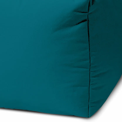 17" Cool Dark Teal Solid Color Indoor Outdoor Pouf Cover